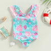 Fly Sleeve Floral Print Toddler Swimsuit