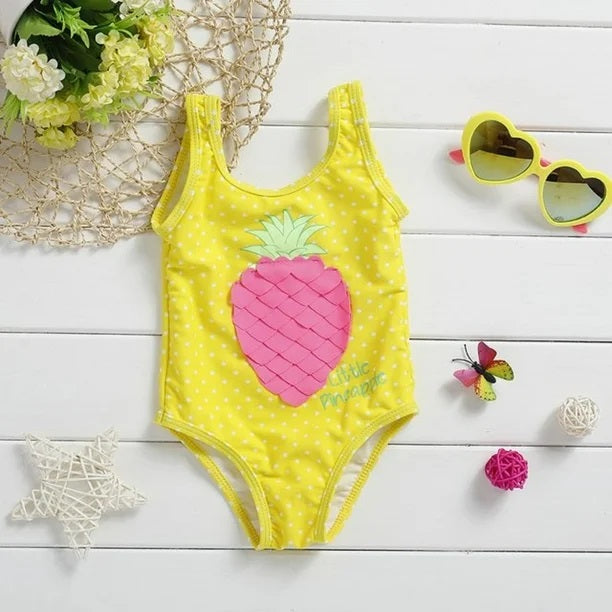 Little Pineapple Print Sleeveless Swimsuit