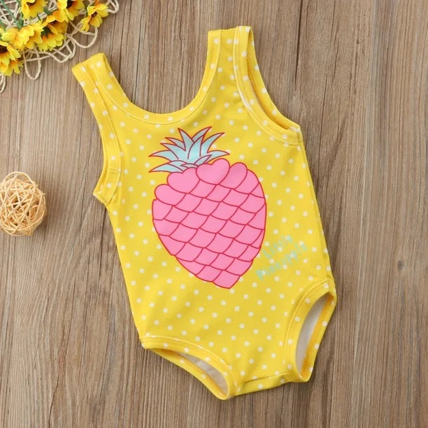 Little Pineapple Print Sleeveless Swimsuit