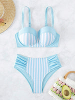 Vintage Striped Underwire Bikini Set