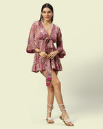 Purple Vintage Printed Cover-up Kimono