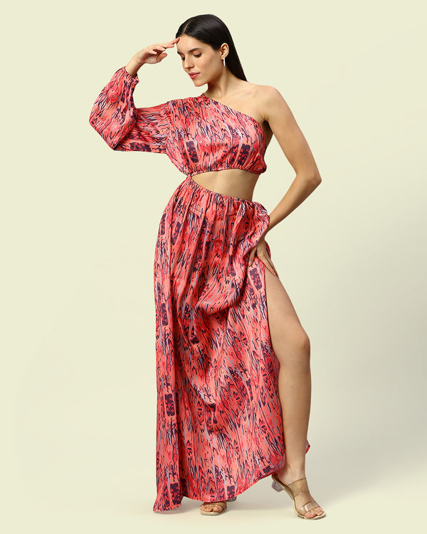 Asymmetrical Printed Long Dress