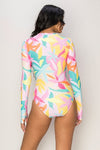 UV Sun Protect Printed Zip Up Swimsuit