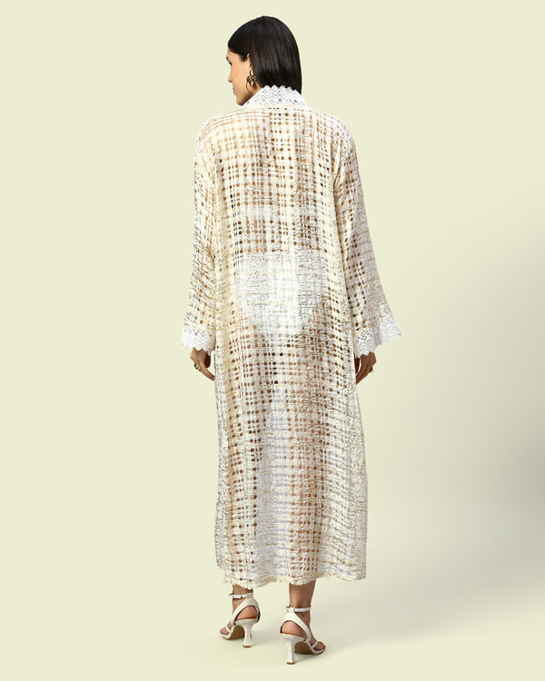 Classic Gold Checks Cover Up Kaftan