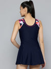 Plus Size Navy Blue Sleeveless Swimdress