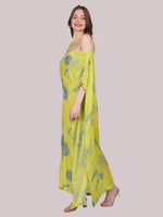 Printed Off Shoulder Long Kaftan