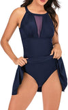 Mesh High Neck Tummy Control Swimdress