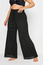 Black Metallic Plus Size Beach Trouser