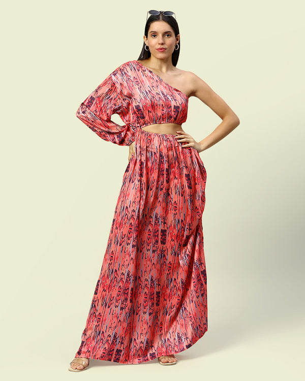 Asymmetrical Printed Long Dress