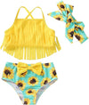 Sunflower Tassel Bikini Set with Headband