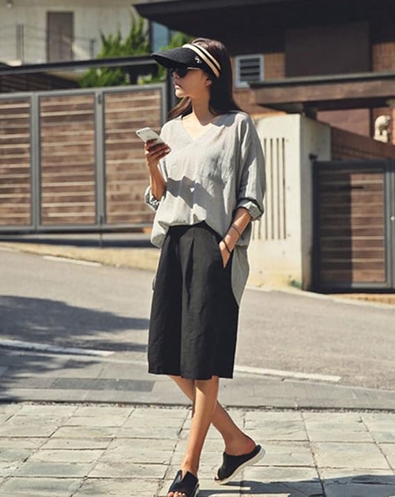 Black Woven Straw Visor Hat