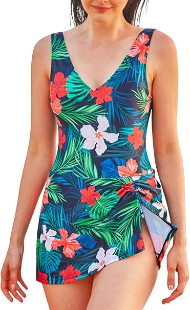 Floral V-Neck Swimdress