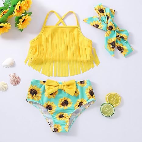 SUNFLOWER Tassel Bikini Set with Headband