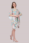 Linen Floral Short Kaftan Dress