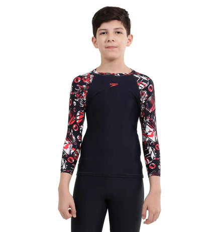 Speedo Glitchamp Allover Long Sleeve Rashguard T-shirt - Jr