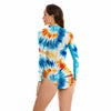 Tie-Dye Rashguard Zipper Swimsuit