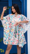 Linen Floral Short Kaftan Dress