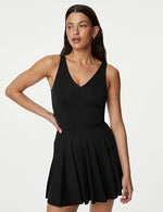 Black V-Neck Swim Dress