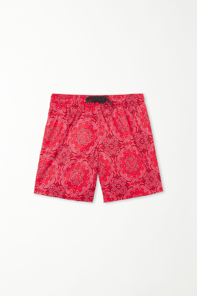 Printed Canvas Swimming Shorts