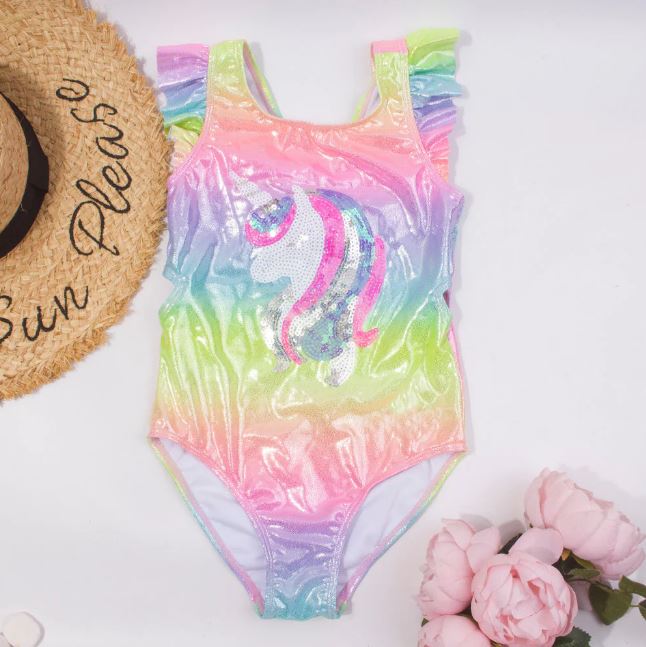 Ombre Unicorn Ruffle Swimsuit