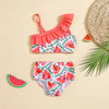 Watermelon Print One Shoulder Bikini Set