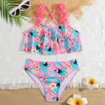 Tropical Toucan Print Ruffle Bikini Set