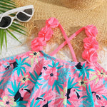 Tropical Toucan Print Ruffle Bikini Set