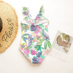 Ruffle Leaf Print Swimsut