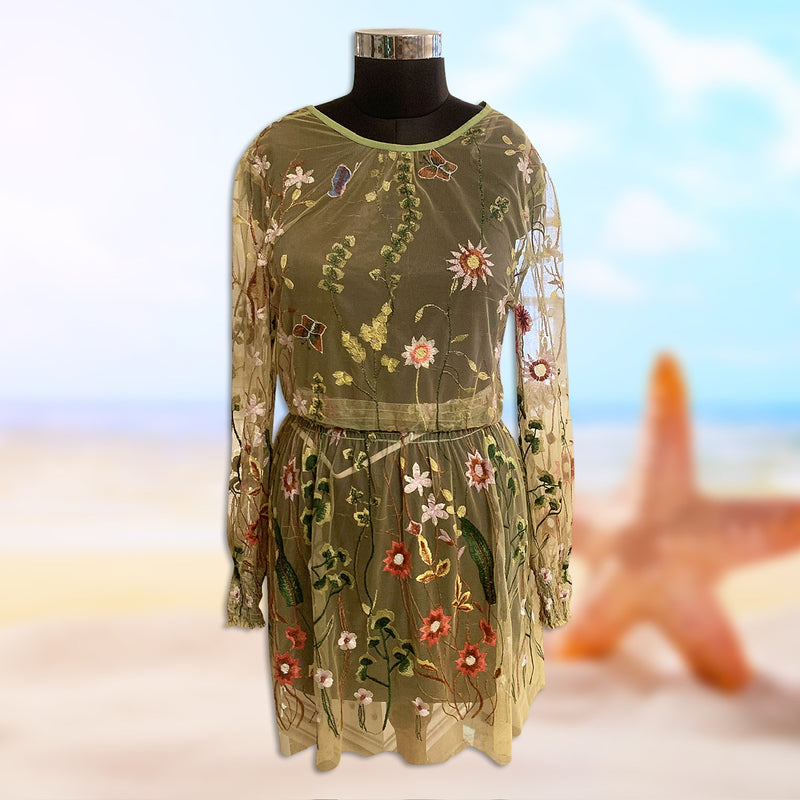 Botanical Embroidered Cover Up