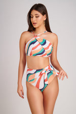 Nautica One Shoulder High Waisted Bikini Set