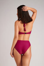 BURGANDY METAL MESH REGULAR WAIST BIKINI SET