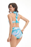 WAVE DRAPED BANDEAU HIGH WAIST BIKINI SET