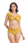 GOLDEN YELLOW BANDEAU HIGH WAIST BIKINI SET