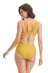 GOLDEN YELLOW BANDEAU HIGH WAIST BIKINI SET