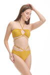 GOLDEN YELLOW EMBELLISHED HIGH WAIST BIKINI SET