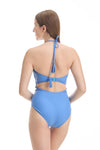 MIST DRAWSTRING HALTER SWIMSUIT