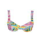 Abstract Print Tie Back Bikini Top with Twist Bottom