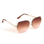 Gold Rimless Aviator Sunglasses