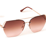 Gold Rimless Aviator Sunglasses