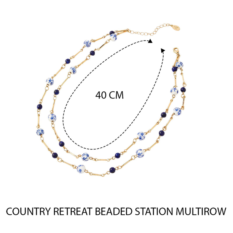 Retreat Beaded Station Multirow Necklace