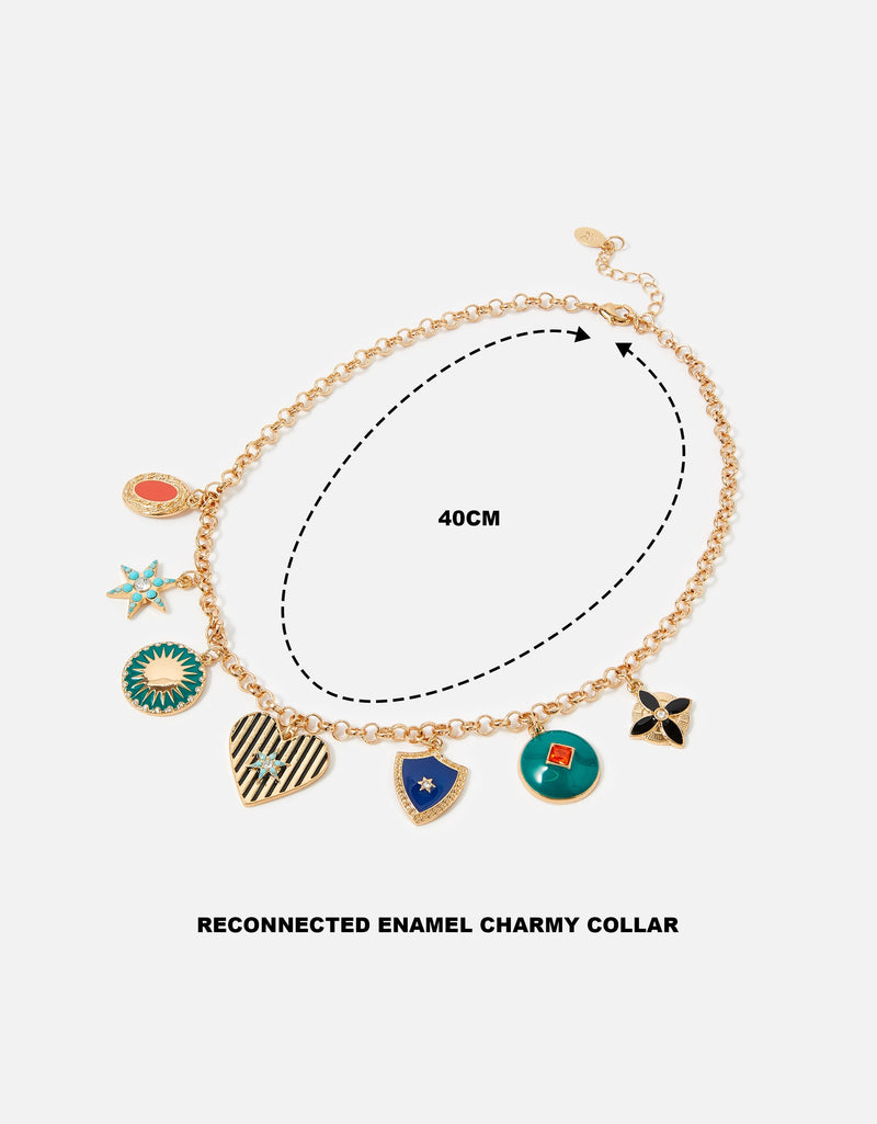 Reconnected Enamel Charmy Collar Necklace