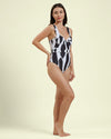 Abstract Belted Monokini with Sarong (2pc Set)