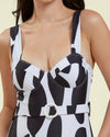 Abstract Belted Monokini with Sarong (2pc Set)