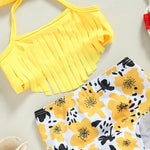 Floral Tassel Bikini Set with Headband