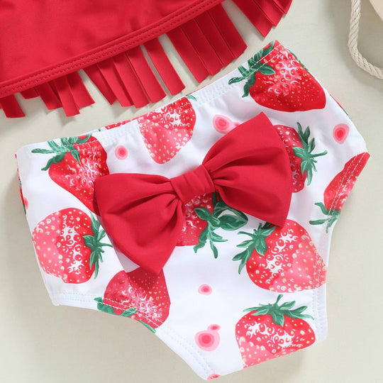 Strawberry Tassel Bikini Set with Headband