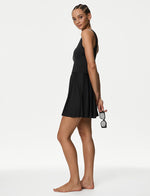 Black V-Neck Swim Dress