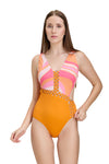 Cutout detailing 2tone Scoop Back Swimwear