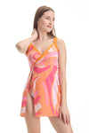 Orange Wraparound Swimdress 