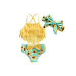 Sunflower Tassel Bikini Set with Headband