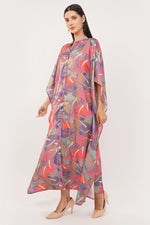 Abstract Printed Shirt Style Kaftan